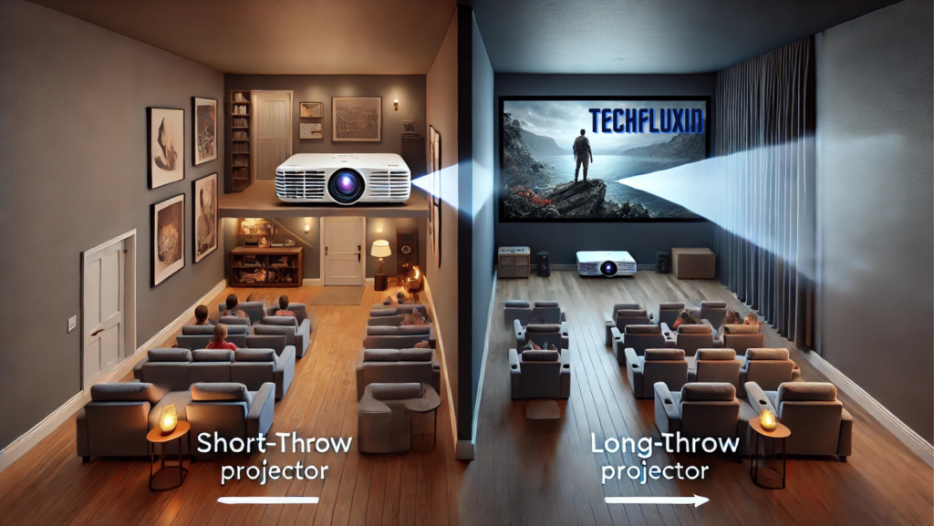 Short-throw projection in a compact room with the Paris 4K Projector, providing large image clarity from a short distance